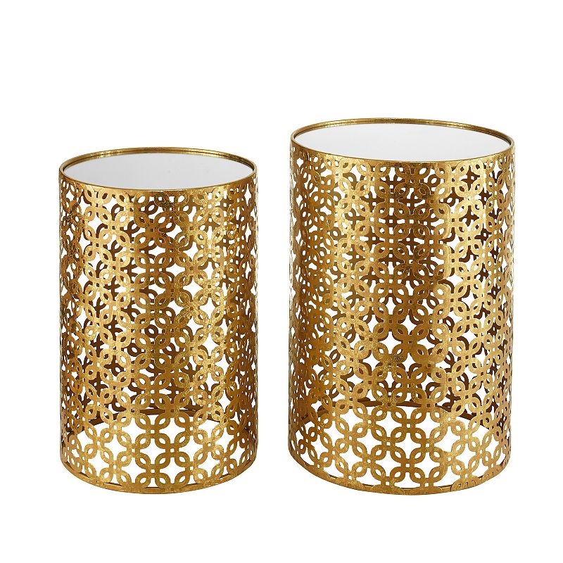 Linon Round Nested Tables 2-piece Set, Gold