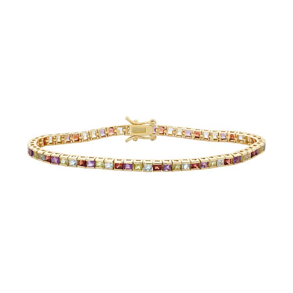 Designs by Gioelli 14k Gold Over Silver Gemstone Tennis Bracelet