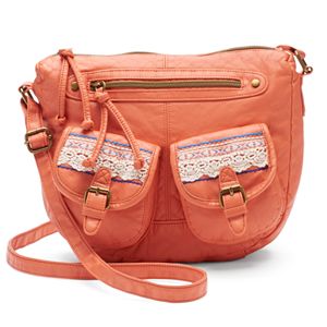Mudd® Crocheted Double-Pocket Crossbody Bag