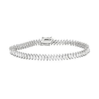 Designs by Gioelli Sterling Silver Lab-Created White Sapphire Marquise Tennis Bracelet
