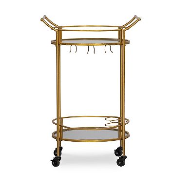 Linon Metallic Round Bar Cart