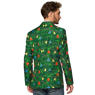 Suitmeister Men's Christmas Green Tree Light Up Blazer, Large