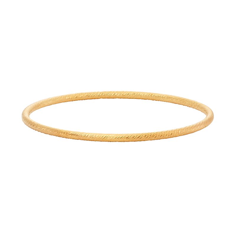 14k Gold Over Silver Textured Bangle Bracelet, Womens, Size: 8, Yellow