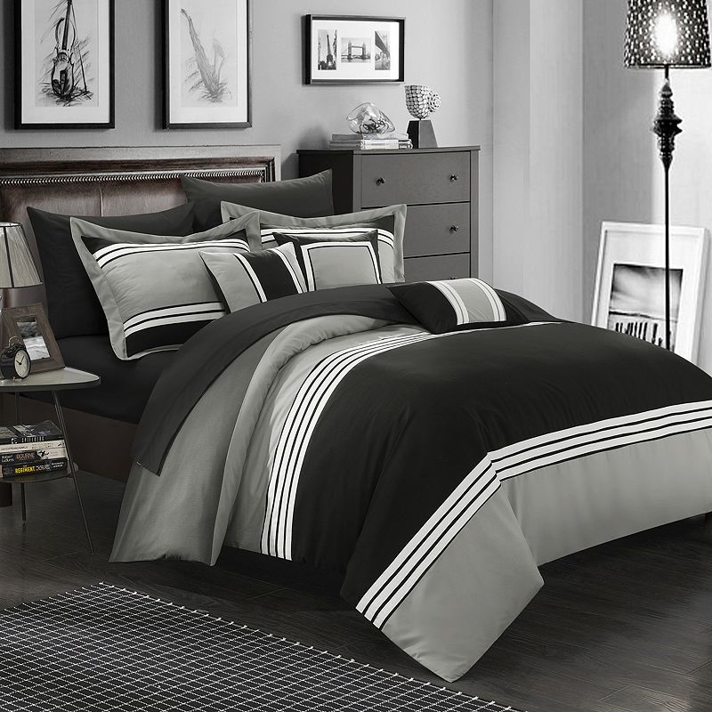 Chic Home Falcon 10-piece Bed Set, Black, Queen