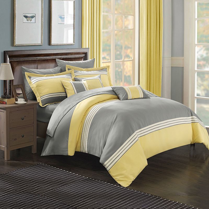 76003638 Chic Home Falcon 10-piece Bed Set, Yellow, King sku 76003638