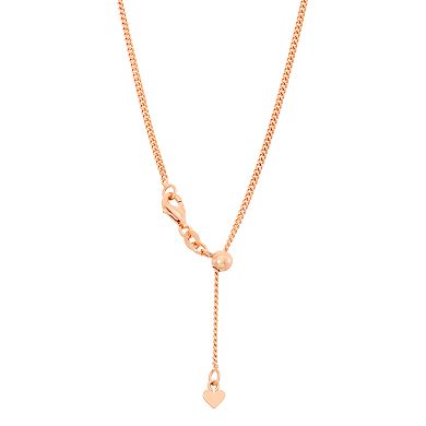 14k Gold Over Silver Adjustable Curb Chain Necklace