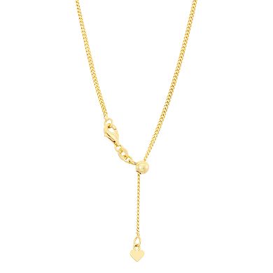 14k Gold Over Silver Adjustable Curb Chain Necklace