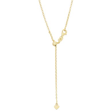 14k Gold Over Silver Adjustable Rolo Chain Necklace