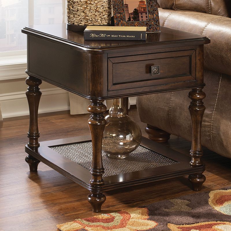 Bombay Passages 1-Drawer End Table, Brown