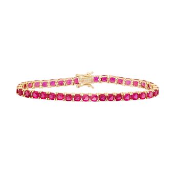 14k Gold Over Silver Lab-Created Ruby Tennis Bracelet