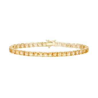 14k Gold Over Silver Citrine Tennis Bracelet