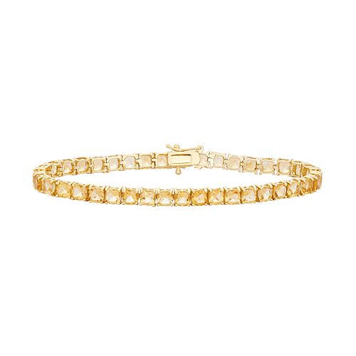 14k Gold Over Silver Citrine Tennis Bracelet