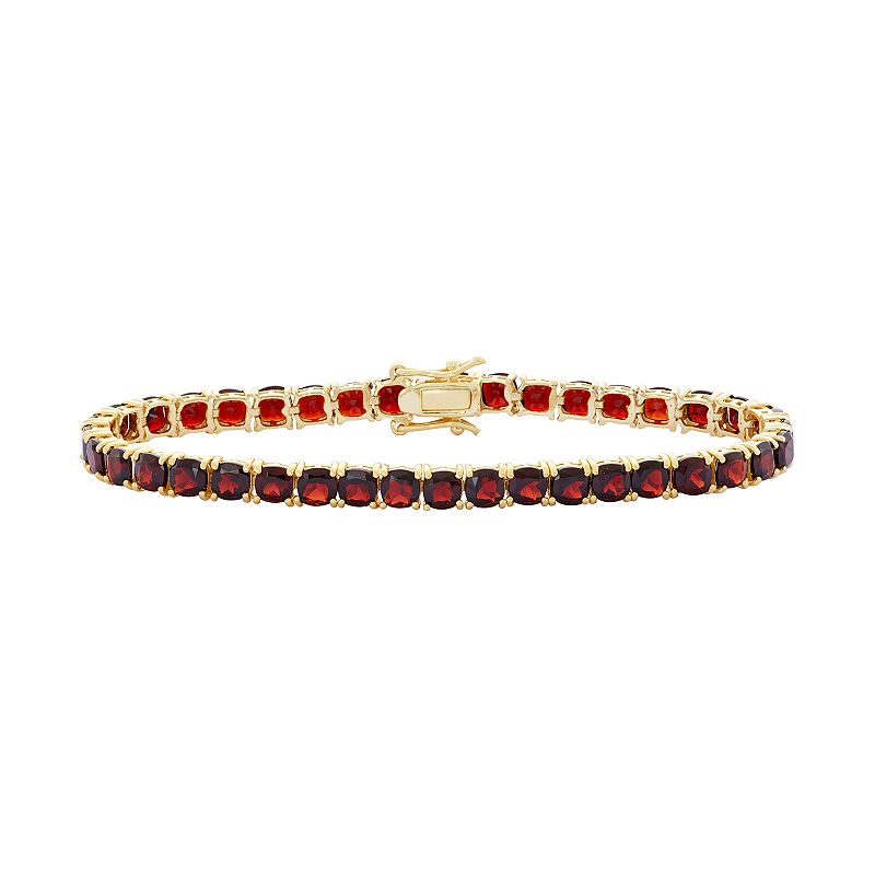 14k Gold Over Silver Garnet Tennis Bracelet, Womens, Size: 7.25, Red