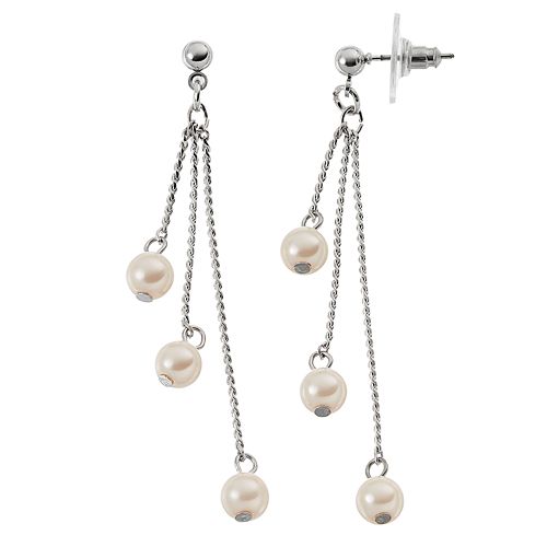 Simulated Pearl Linear Drop Earrings