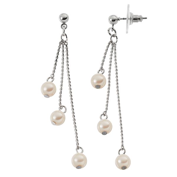 Simulated Pearl Linear Drop Earrings