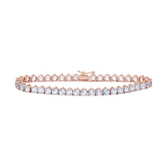 14k Rose Gold Over Silver Lab-Created Aquamarine Tennis Bracelet