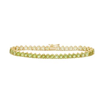 14k Gold Over Silver Peridot Tennis Bracelet