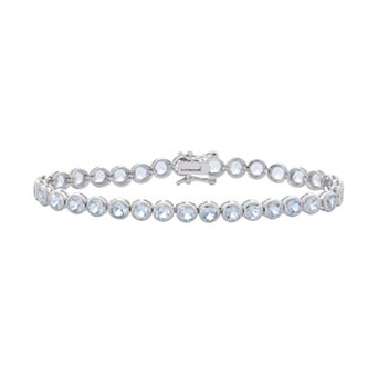 Designs by Gioelli Sterling Silver Lab-Created Aquamarine Tennis Bracelet