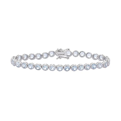 Sterling Silver LabCreated Aquamarine Tennis Bracelet