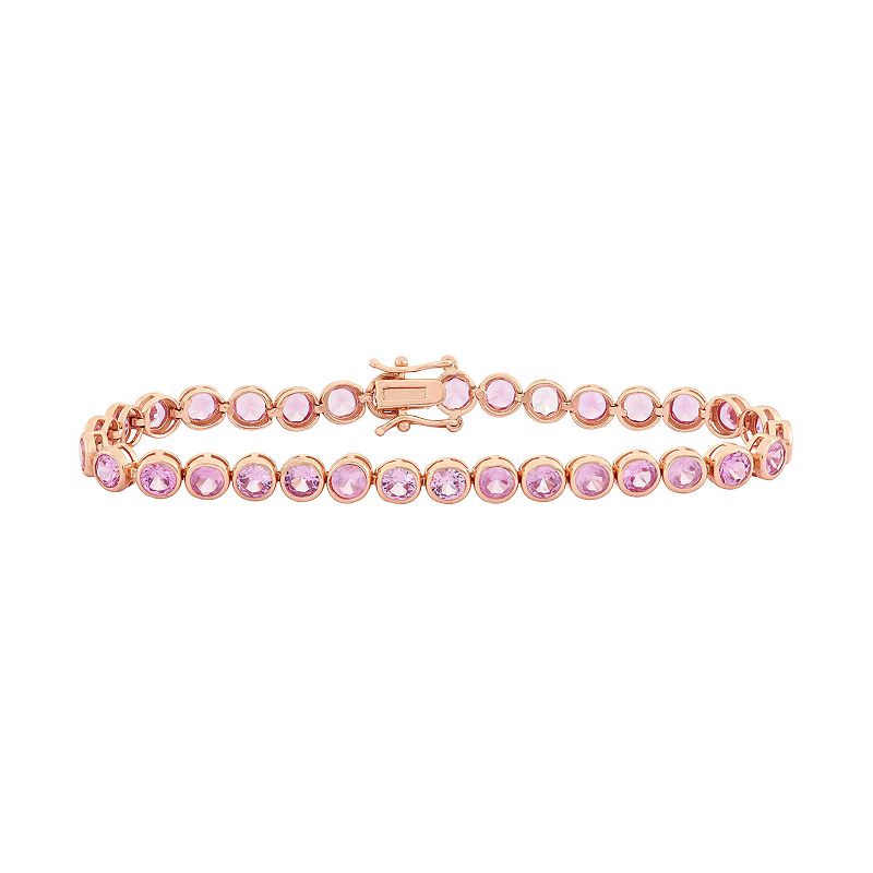 14k Rose Gold Over Silver Lab-Created Pink Sapphire Tennis Bracelet, Women