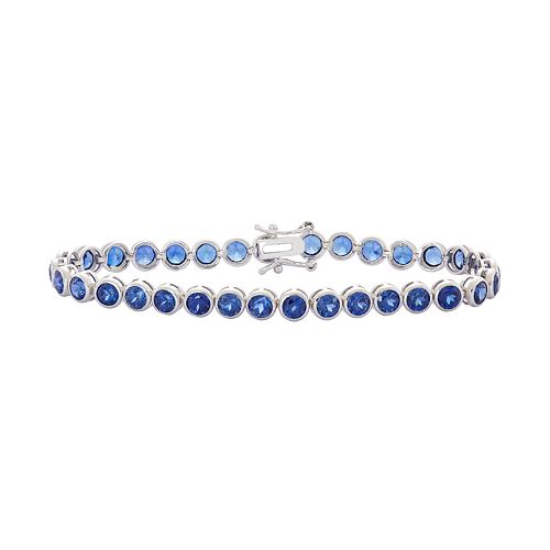 Sterling Silver LabCreated Sapphire Tennis Bracelet
