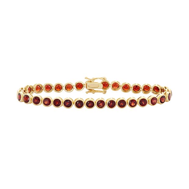 Garnet tennis bracelet on sale gold