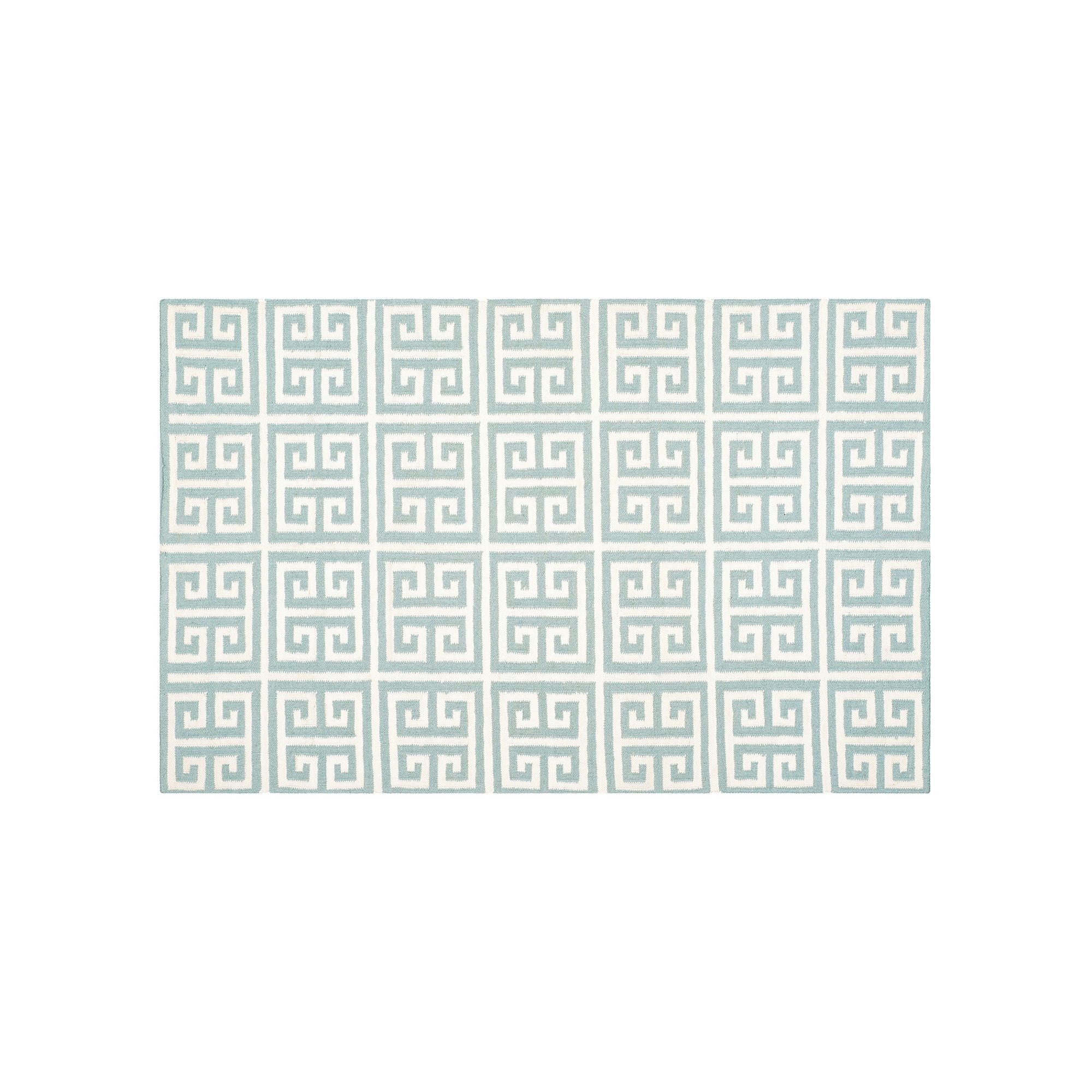 Safavieh Dhurries Greek Key Handwoven Flatweave Wool Rug, Blue Ivory