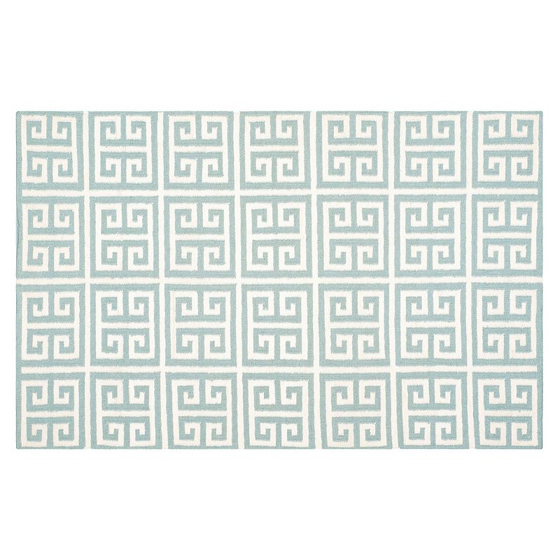 Safavieh Dhurries Greek Key Handwoven Flatweave Wool Rug, Blue, 6X9 Ft