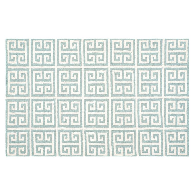 Safavieh Dhurries Greek Key Handwoven Flatweave Wool Rug, Blue, 6X9 Ft