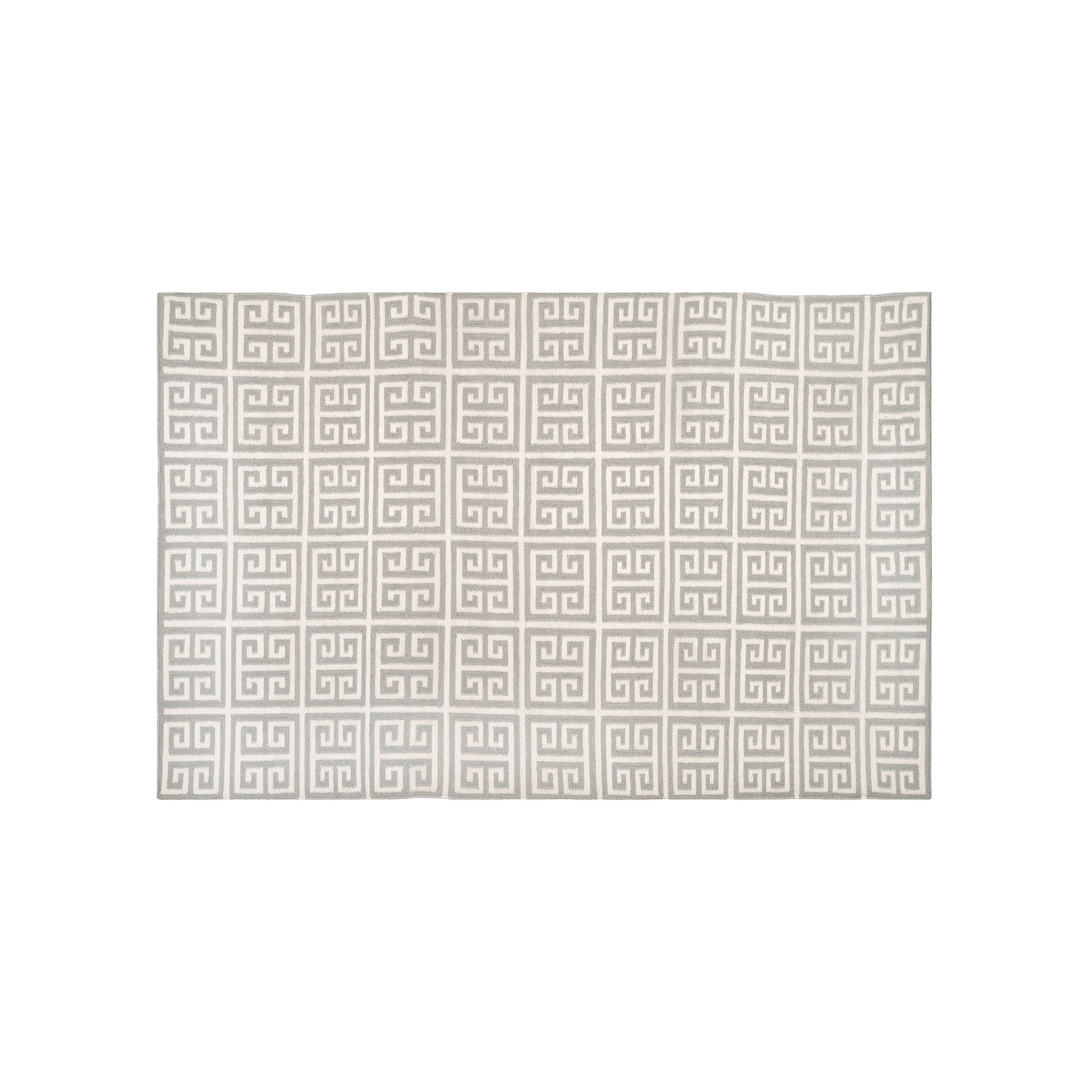 Safavieh Dhurries Greek Key Handwoven Flatweave Wool Rug, Gray Ivory