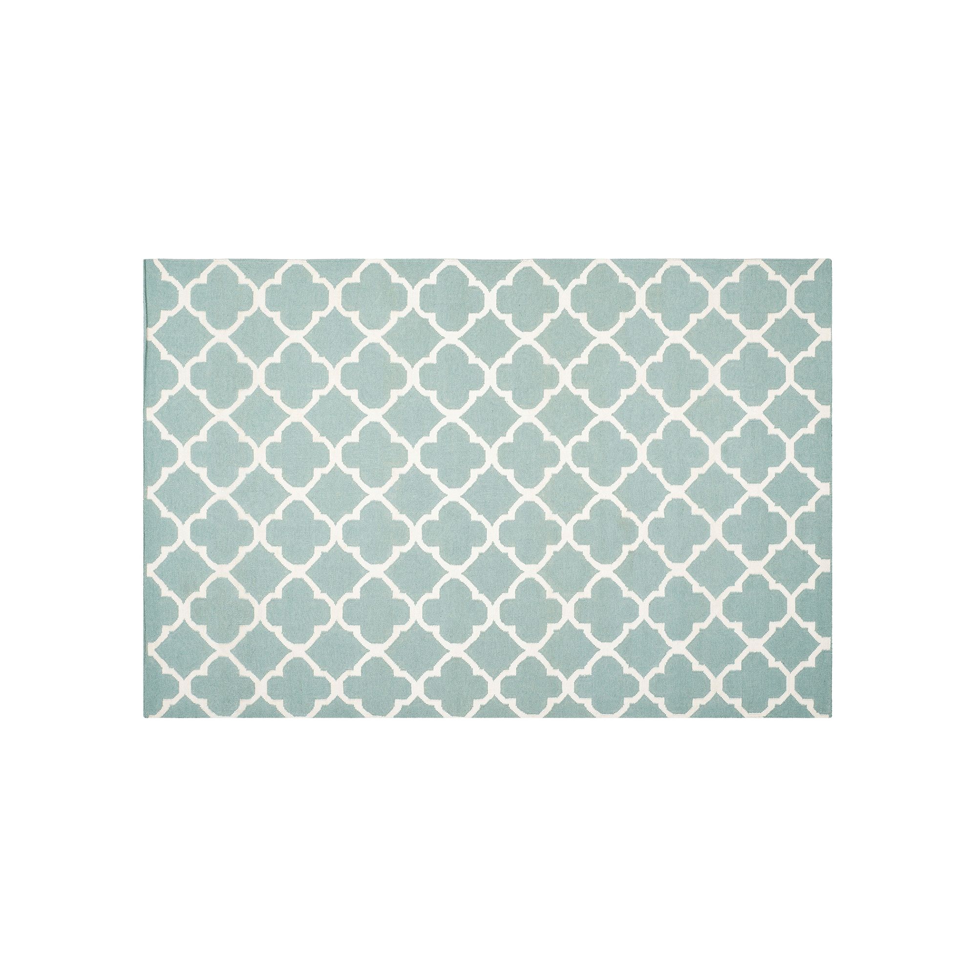 Safavieh Dhurries Elegant Quatrefoil Handwoven Flatweave Wool Rug, Blue Ivo