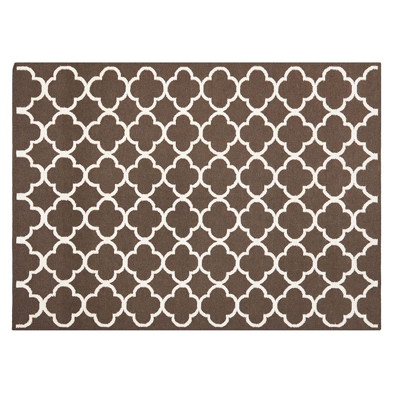 Safavieh Dhurries Quatrefoil Handwoven Flatweave Wool Rug, Brown, 7Ft Sq
