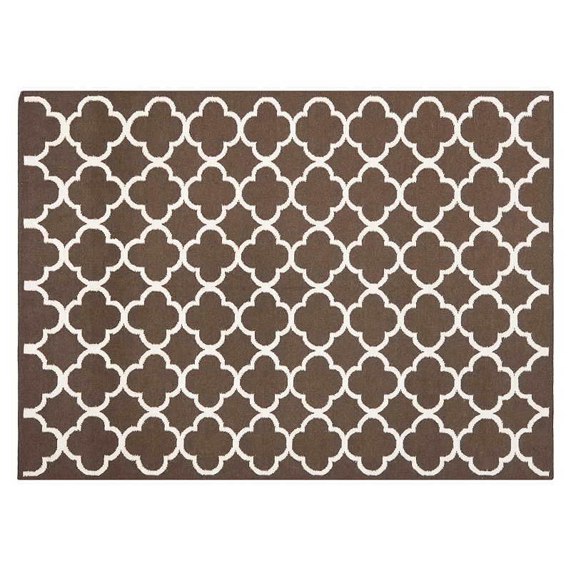 Safavieh Dhurries Quatrefoil Handwoven Flatweave Wool Rug, Brown, 7Ft Sq