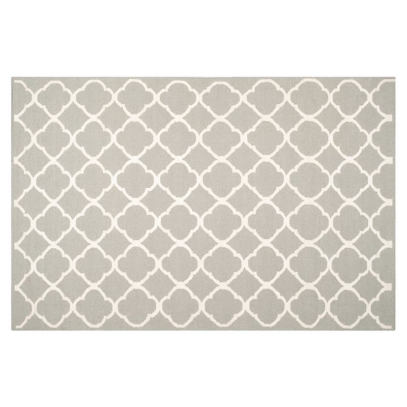 Safavieh Dhurries Quatrefoil Handwoven Flatweave Wool Rug, Grey, 4X6 Ft