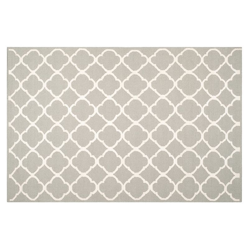 Safavieh Dhurries Quatrefoil Handwoven Flatweave Wool Rug, Grey, 4X6 Ft