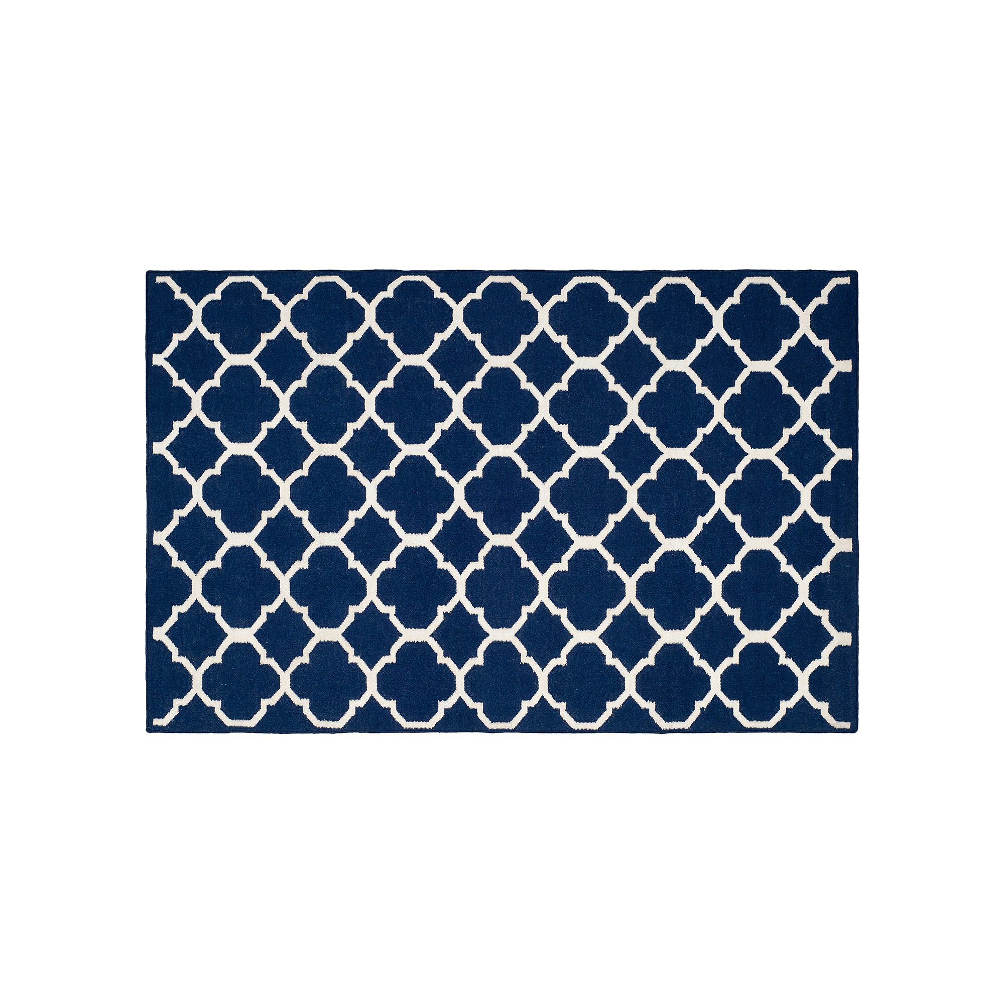 Safavieh Dhurries Elegant Quatrefoil Handwoven Flatweave Wool Rug, Navy Ivo