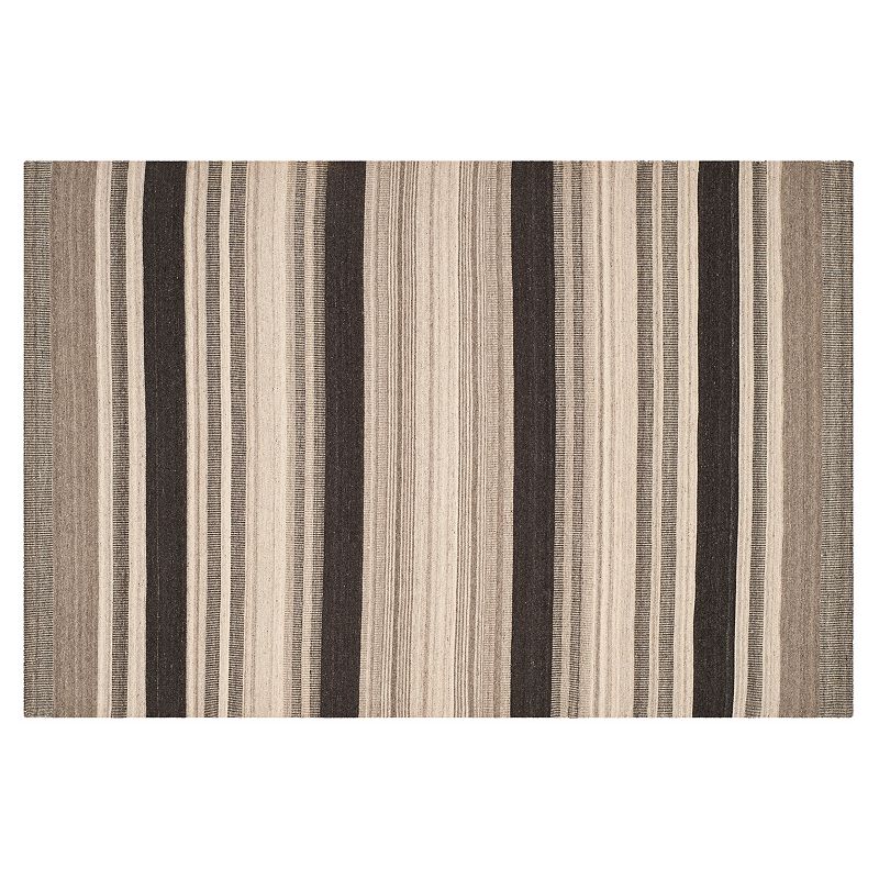 Safavieh Dhurries Stripe Handwoven Flatweave Wool Rug, Beige, 6X9 Ft