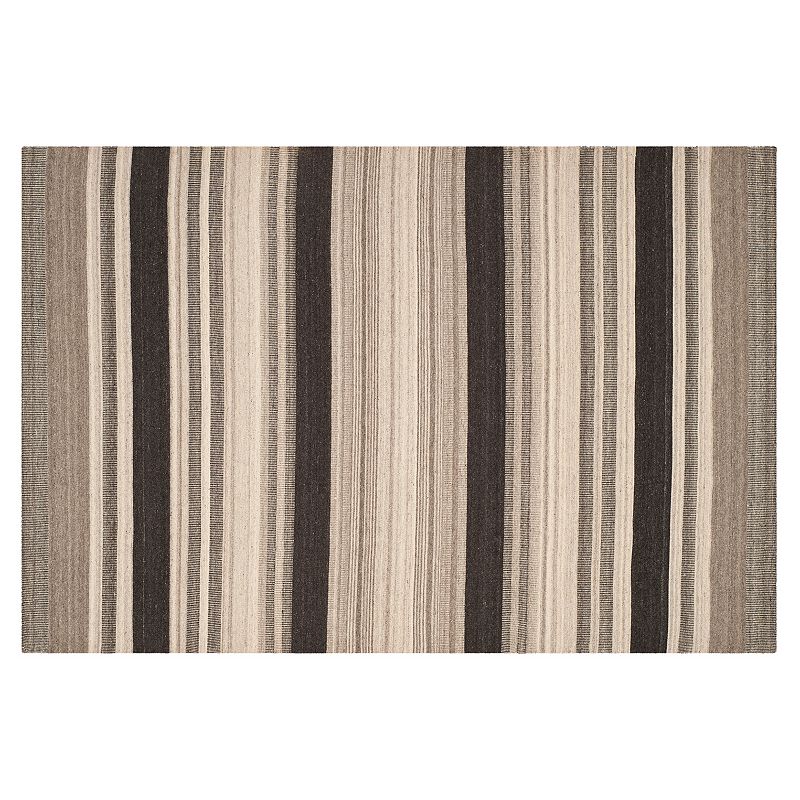 Safavieh Dhurries Stripe Handwoven Flatweave Wool Rug, Beige, 6X9 Ft