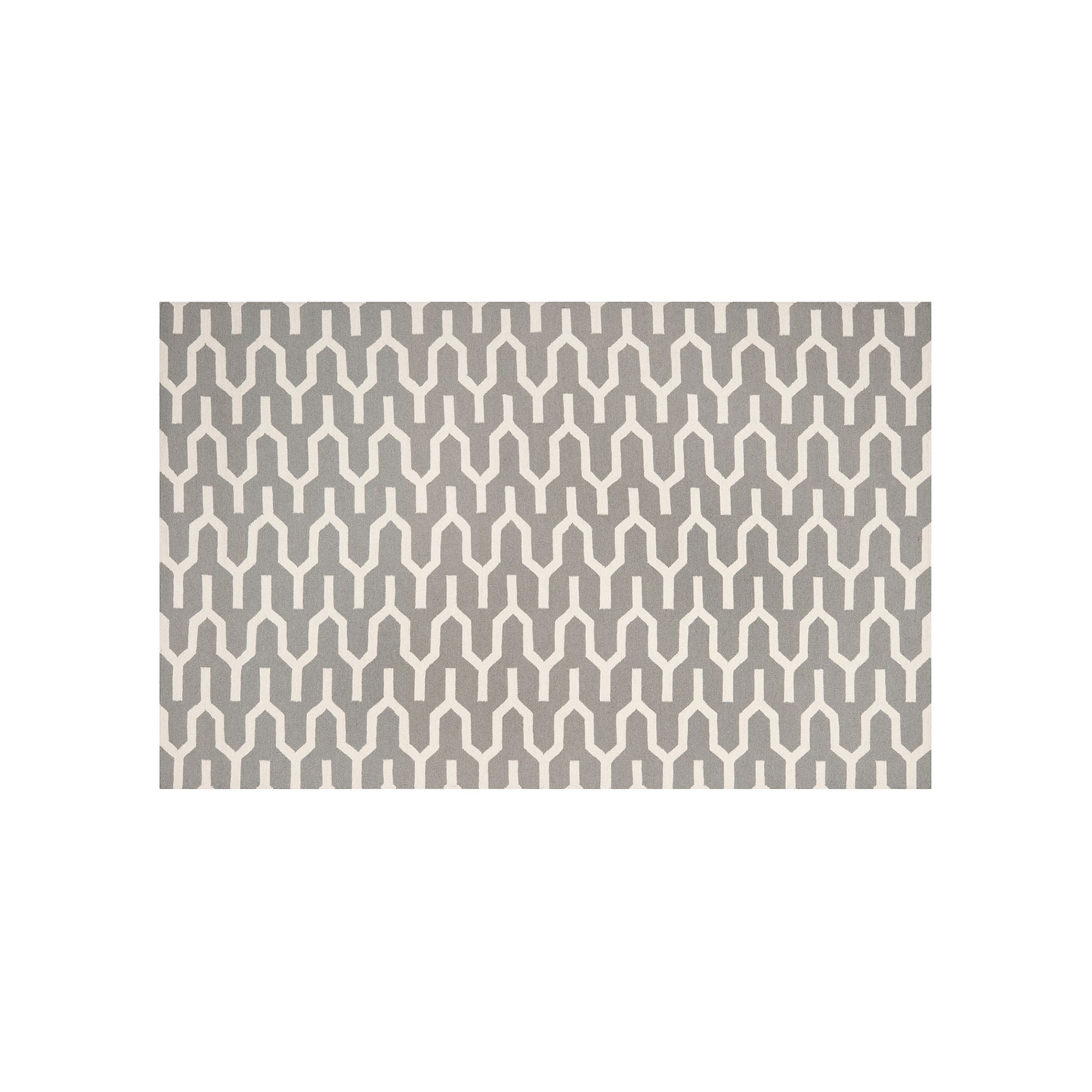 Safavieh Dhurries Wishbone Handwoven Flatweave Wool Rug, Silver Ivory