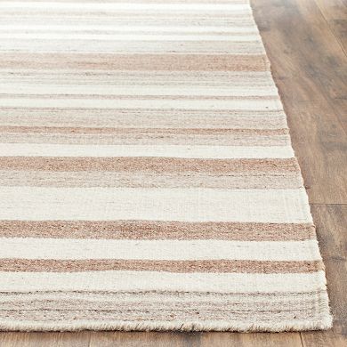 Safavieh Dhurries Neutral Stripe Handwoven Flatweave Wool Rug