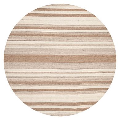 Safavieh Dhurries Neutral Stripe Handwoven Flatweave Wool Rug