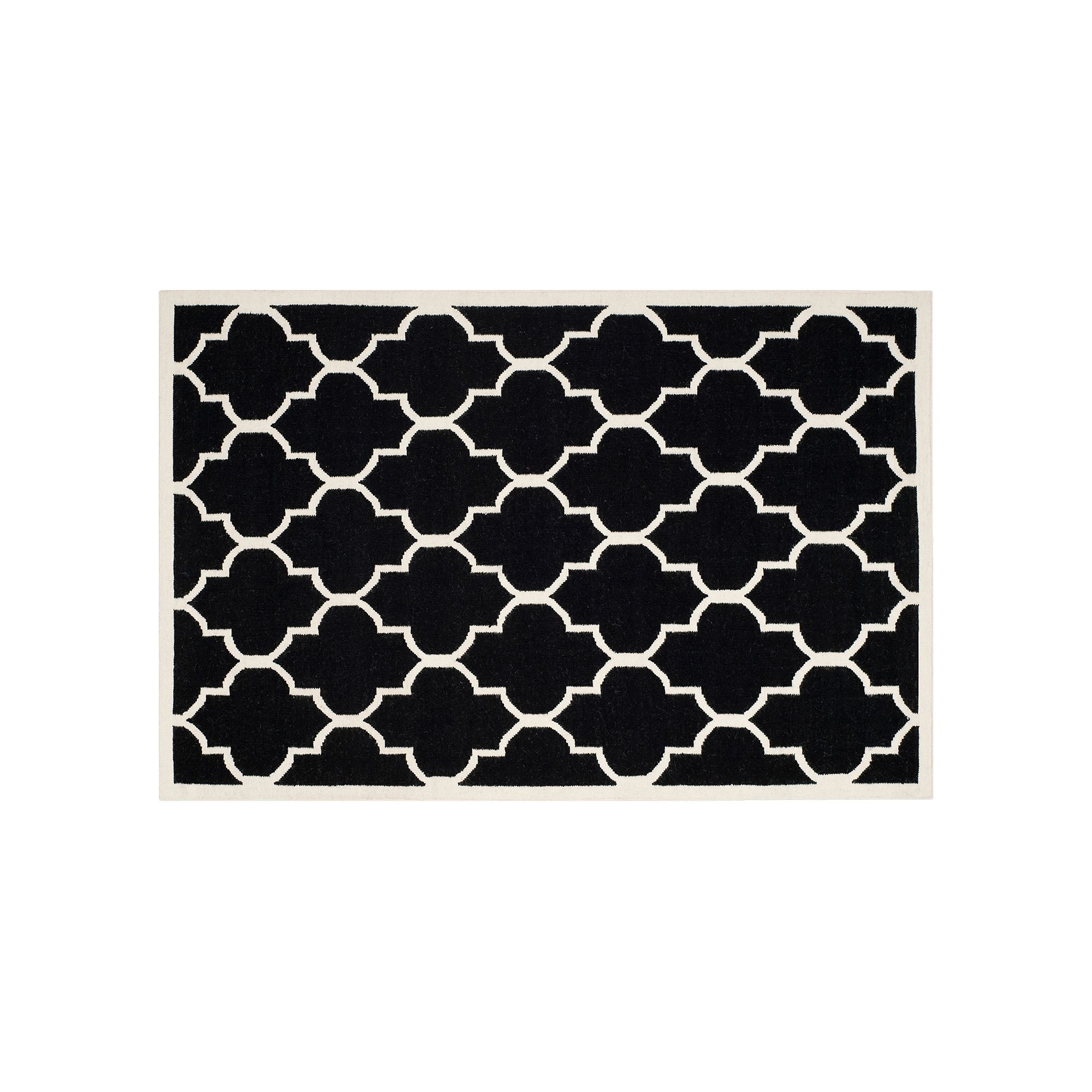 Safavieh Dhurries Minimalist Quatrefoil Handwoven Flatweave Wool Rug, Black