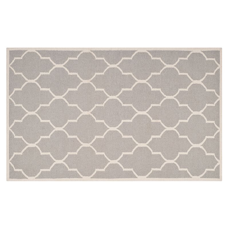 Safavieh Dhurries Quatrefoil Handwoven Flatweave Wool Rug, Dark Grey, 4X6 Ft