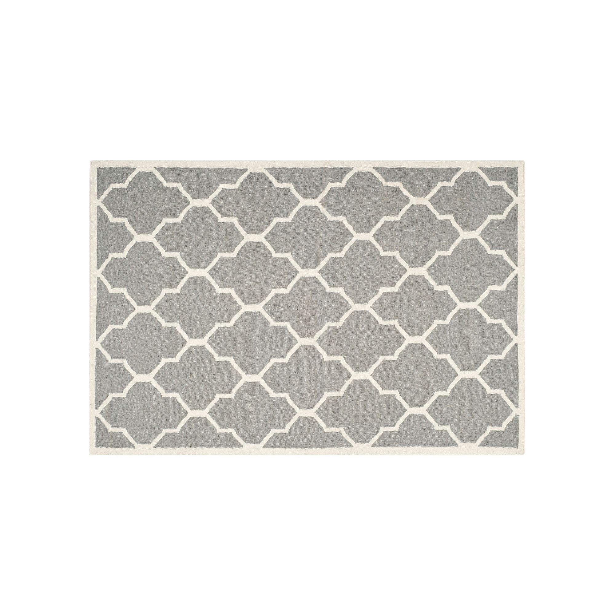 Safavieh Dhurries Minimalist Quatrefoil Handwoven Flatweave Wool Rug, Gray 