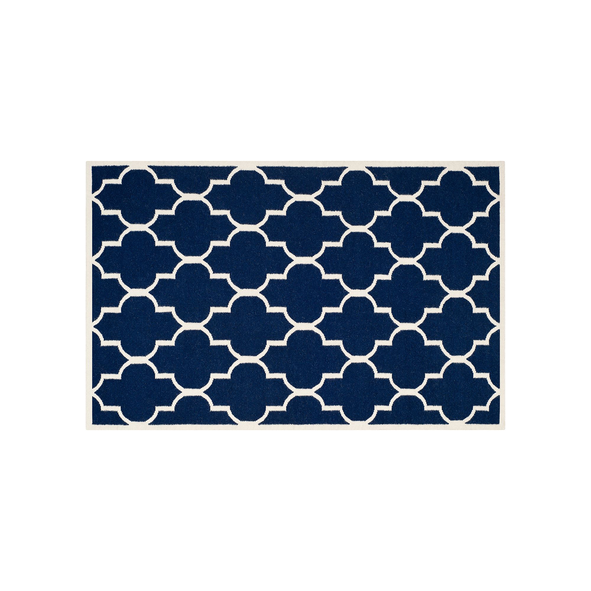 Safavieh Dhurries Minimalist Quatrefoil Handwoven Flatweave Wool Rug, Navy 