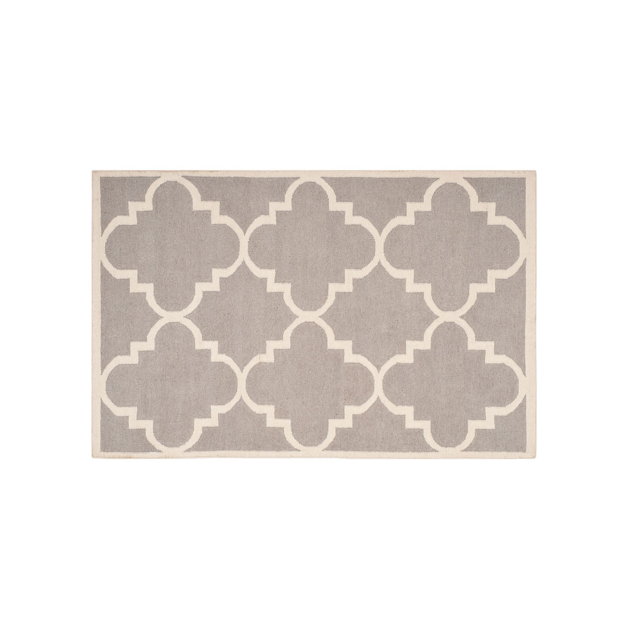 Safavieh Dhurries Tiled Quatrefoil Handwoven Flatweave Wool Rug, Dark Gray 