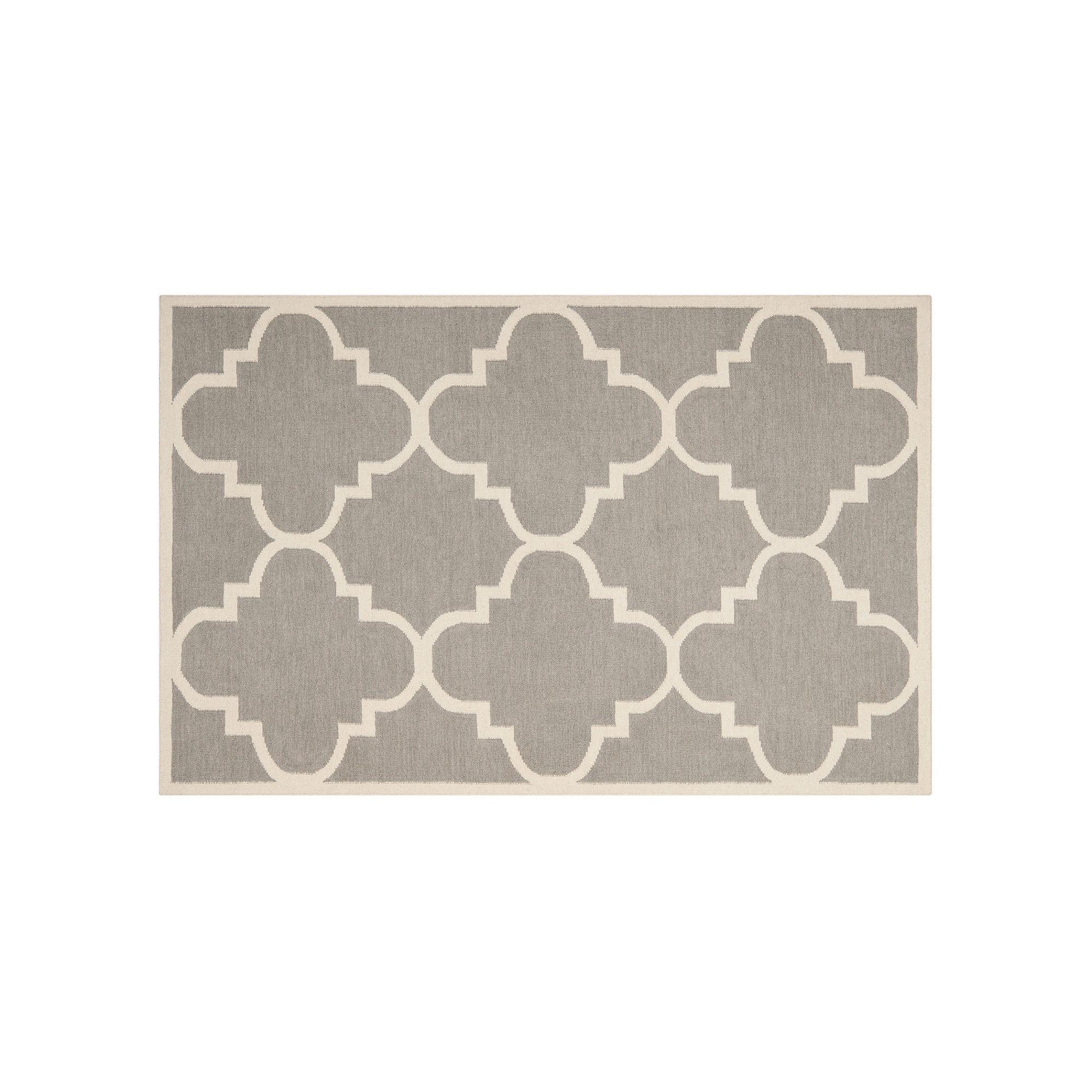Safavieh Dhurries Tiled Quatrefoil Handwoven Flatweave Wool Rug, Gray Ivory