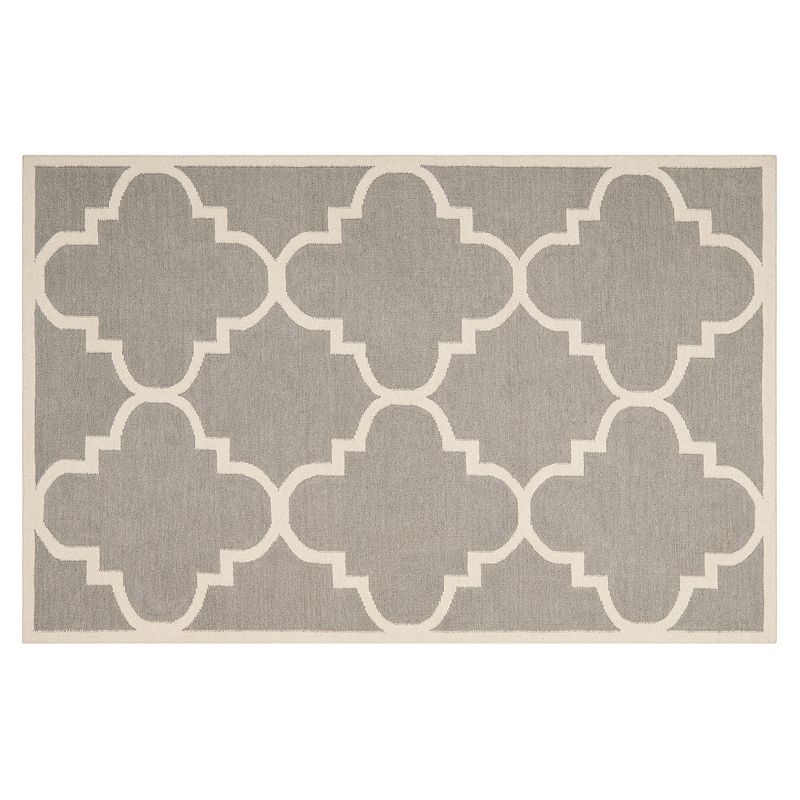 Safavieh Dhurries Quatrefoil Handwoven Flatweave Wool Rug, Grey, 6FT Sq