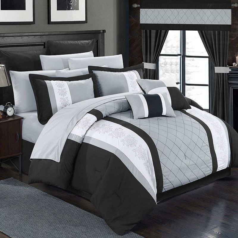 33819565 Chic Home Danielle 24-piece Bedding Set, Black, Qu sku 33819565