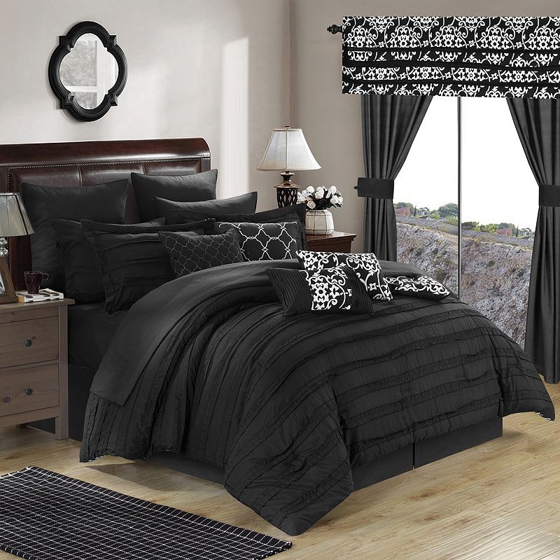 33794015 Chic Home Hailee 24-piece Bedding Set, Black, Quee sku 33794015